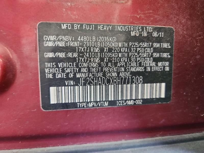 65348926 :رقم المزاد ، JF2SHADCXBH771308 vin ، 2011 Subaru Forester مزاد بيع