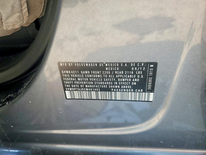 Aukcja sprzedaży 2012 Volkswagen Jetta, vin: 3VWDP7AJ5CM461402, numer aukcji: 65795866
