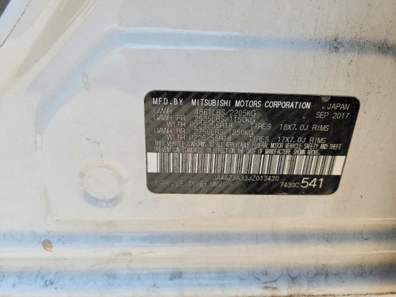 2018 Mitsubishi Outlander მანქანა იყიდება აუქციონზე, vin: JA4AZ3A33JZ013420, აუქციონის ნომერი: 65732796