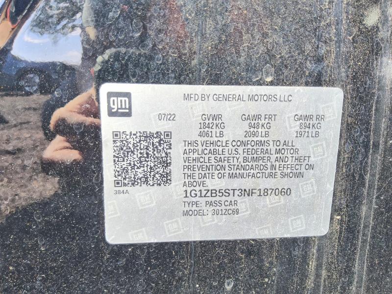 2022 Chevrolet Malibu მანქანა იყიდება აუქციონზე, vin: 1G1ZB5ST3NF187060, აუქციონის ნომერი: 65171966