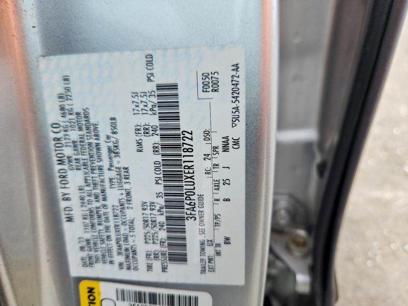 66392516 :رقم المزاد ، 3FA6P0LUXER118722 vin ، 2014 Ford Fusion مزاد بيع