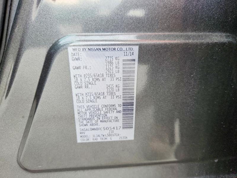 2015 Infiniti Qx60 მანქანა იყიდება აუქციონზე, vin: 5N1AL0MN8FC505417, აუქციონის ნომერი: 64154956
