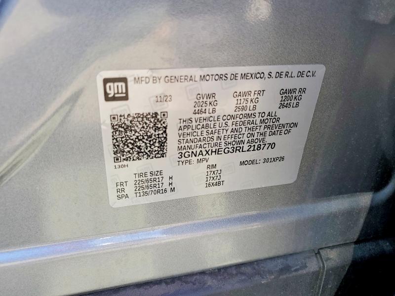 65694636 :رقم المزاد ، 3GNAXHEG3RL218770 vin ، 2024 Chevrolet Equinox مزاد بيع