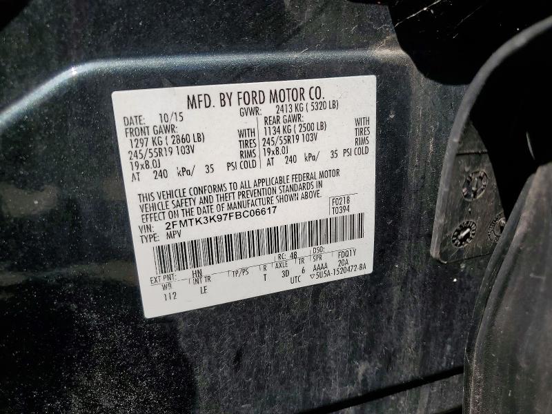 Продажа на аукционе авто 2015 Ford Edge, vin: 2FMTK3K97FBC06617, номер лота: 63925936