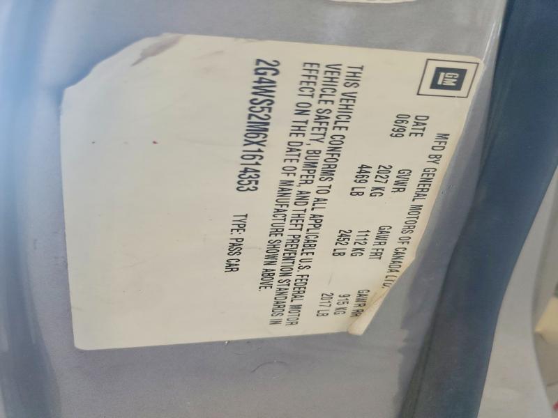 1999 Buick Century მანქანა იყიდება აუქციონზე, vin: 2G4WS52M6X1614353, აუქციონის ნომერი: 65667576