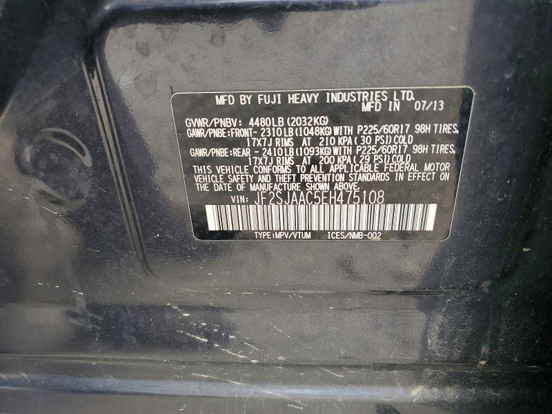 65957636 :رقم المزاد ، JF2SJAAC5EH475108 vin ، 2014 Subaru Forester مزاد بيع