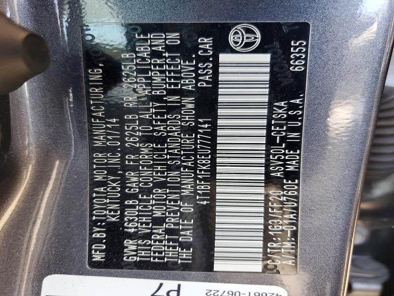 64539186 :رقم المزاد ، 4T1BF1FK8EU777141 vin ، 2014 Toyota Camry مزاد بيع