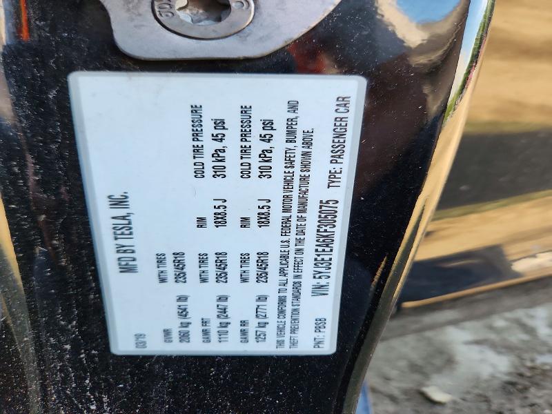 2019 Tesla Model 3 მანქანა იყიდება აუქციონზე, vin: 5YJ3E1EA6KF305075, აუქციონის ნომერი: 65504056
