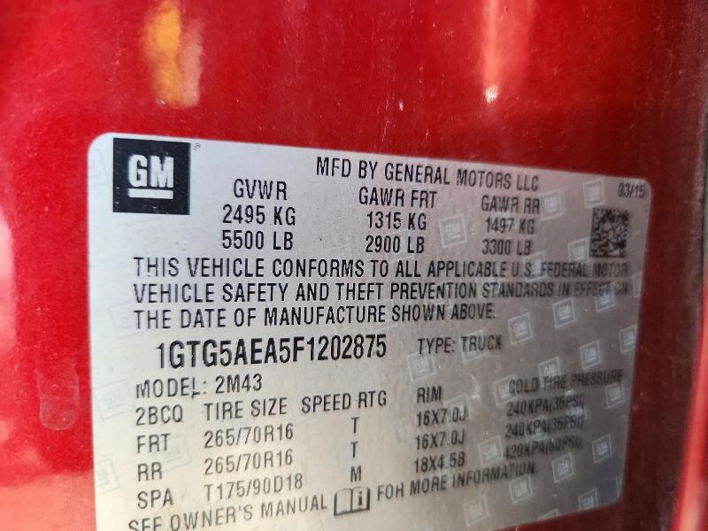Aukcja sprzedaży 2015 Gmc Canyon, vin: 1GTG5AEA5F1202875, numer aukcji: 65167886