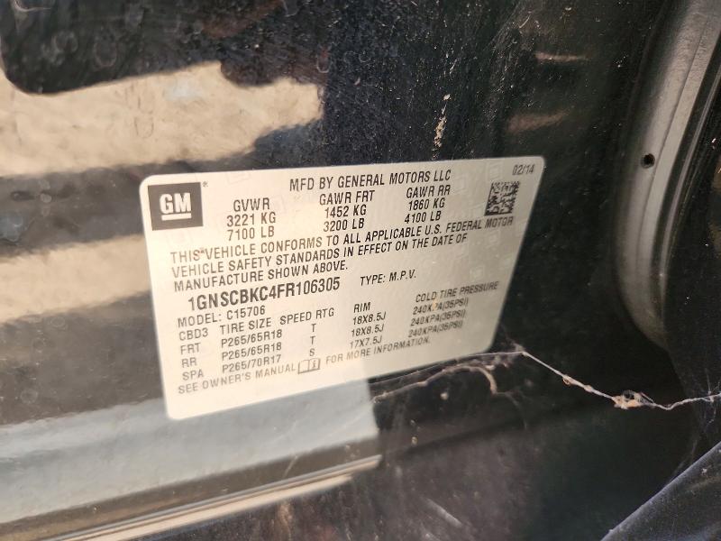 Aukcja sprzedaży 2015 Chevrolet Tahoe, vin: 1GNSCBKC4FR106305, numer aukcji: 63862096