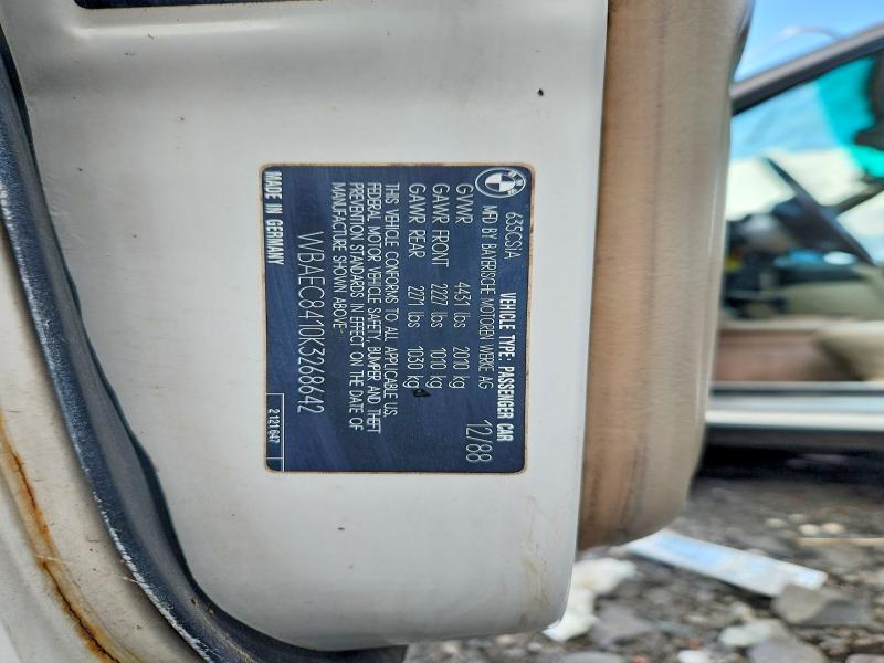 Продажа на аукционе авто 1989 Bmw 635, vin: WBAEC8410K3268642, номер лота: 66138126