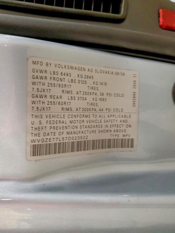 Aukcja sprzedaży 2007 Volkswagen Touareg, vin: WVGZE77L57D023502, numer aukcji: 66293026