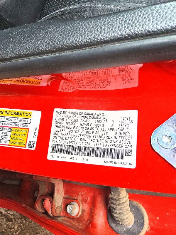 Aukcja sprzedaży 2022 Honda Civic, vin: 2HGFE1F77NH311760, numer aukcji: 66474376