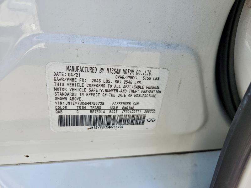 Aukcja sprzedaży 2021 Infiniti Q50, vin: JN1EV7BR4MM755729, numer aukcji: 65647466