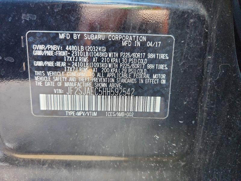Продаж на аукціоні авто 2017 Subaru Forester, vin: JF2SJAEC5HH592542, номер лоту: 63226386