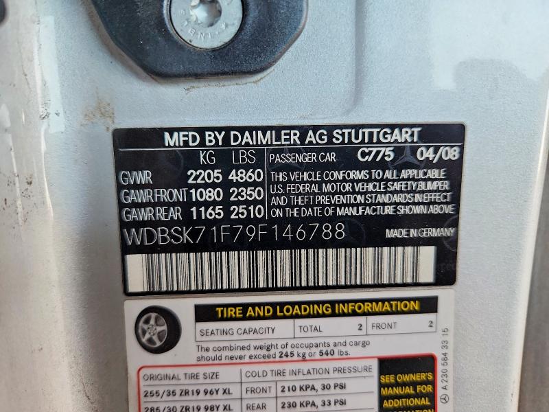 Aukcja sprzedaży 2009 Mercedes-benz Sl, vin: WDBSK71F79F146788, numer aukcji: 66389966