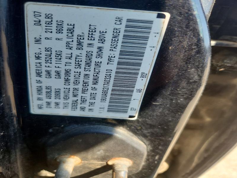 Продаж на аукціоні авто 2007 Acura Tl, vin: 19UUA66217A032410, номер лоту: 63017616