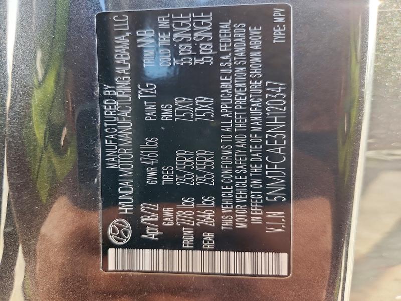 64148706 :رقم المزاد ، 5NMJFCAE3NH120347 vin ، 2022 Hyundai Tucson مزاد بيع