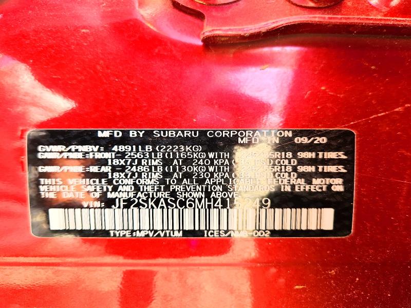 66466236 :رقم المزاد ، JF2SKASC6MH415249 vin ، 2021 Subaru Forester مزاد بيع