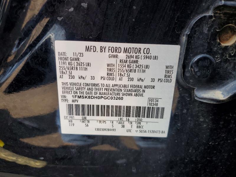 Продаж на аукціоні авто 2023 Ford Explorer, vin: 1FMSK8DH0PGC03260, номер лоту: 64507486