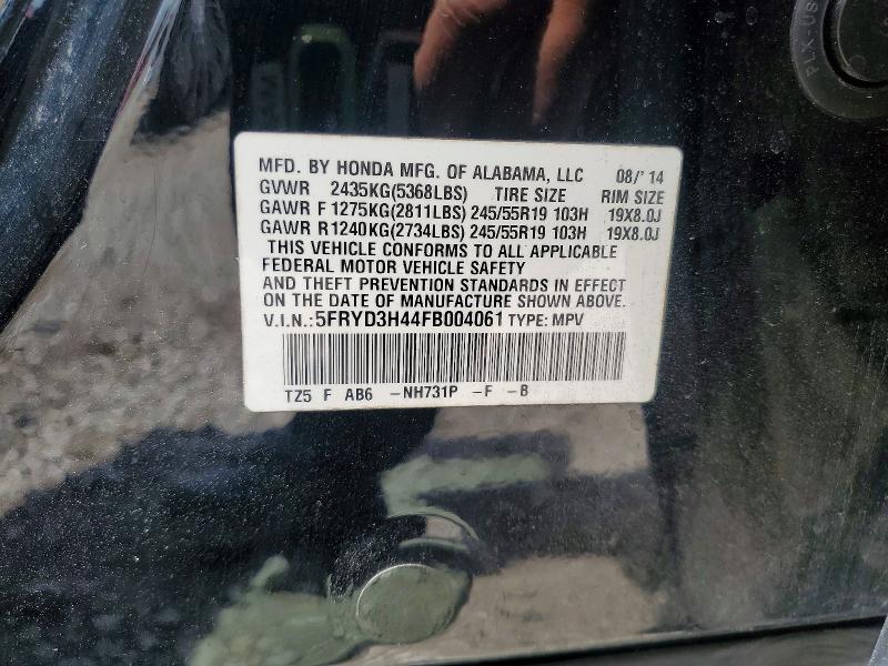 65212696 :رقم المزاد ، 5FRYD3H44FB004061 vin ، 2015 Acura Mdx مزاد بيع
