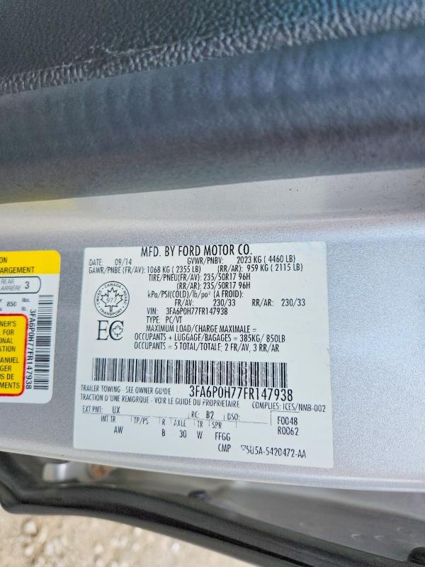63096756 :رقم المزاد ، 3FA6P0H77FR147938 vin ، 2015 Ford Fusion مزاد بيع