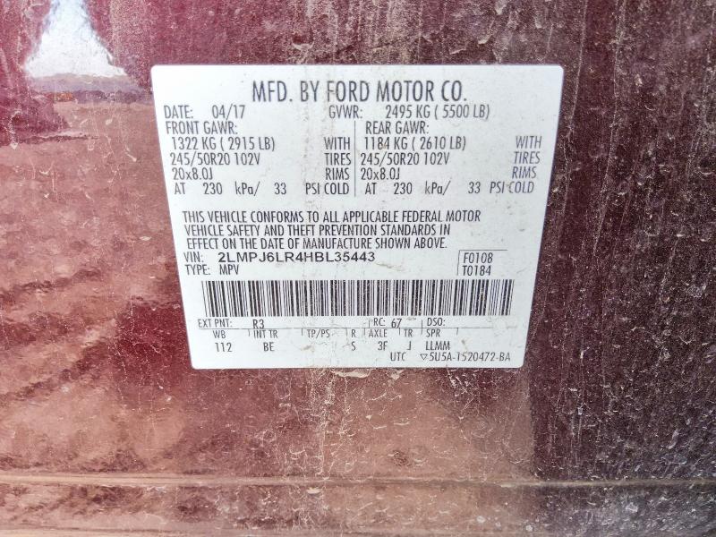 Продажа на аукционе авто 2017 Lincoln Mkx, vin: 2LMPJ6LR4HBL35443, номер лота: 65024426