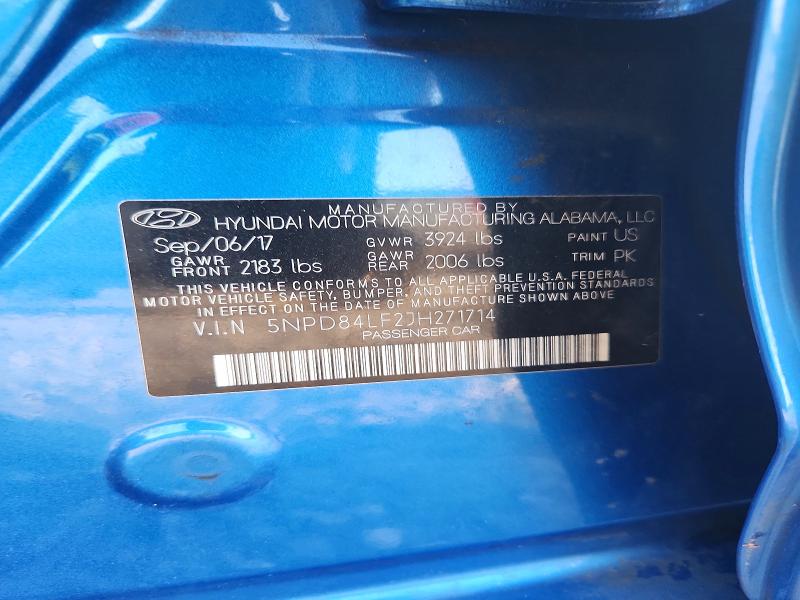 2018 Hyundai Elantra მანქანა იყიდება აუქციონზე, vin: 5NPD84LF2JH271714, აუქციონის ნომერი: 65277856