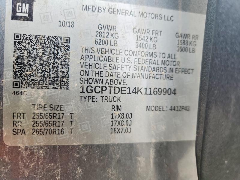 63295896 :رقم المزاد ، 1GCPTDE14K1169904 vin ، 2019 Chevrolet Colorado مزاد بيع