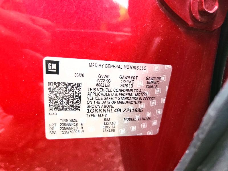 Aukcja sprzedaży 2020 Gmc Acadia, vin: 1GKKNRL49LZ211635, numer aukcji: 66946826