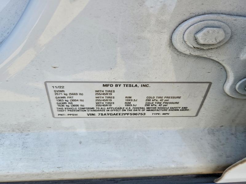 Aukcja sprzedaży 2023 Tesla Model Y, vin: 7SAYGAEE2PF596753, numer aukcji: 65138486