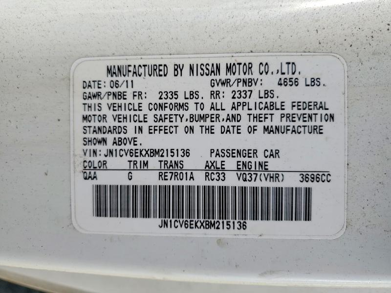 Aukcja sprzedaży 2011 Infiniti G37 Coupe, vin: JN1CV6EKXBM215136, numer aukcji: 64929216