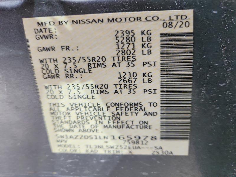 Продаж на аукціоні авто 2020 Nissan Murano, vin: 5N1AZ2DS1LN165978, номер лоту: 65712806
