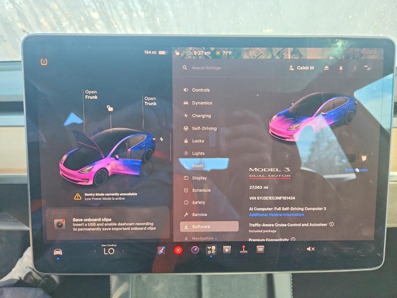 66392236 :رقم المزاد ، 5YJ3E1EC3NF181434 vin ، 2022 Tesla Model 3 مزاد بيع