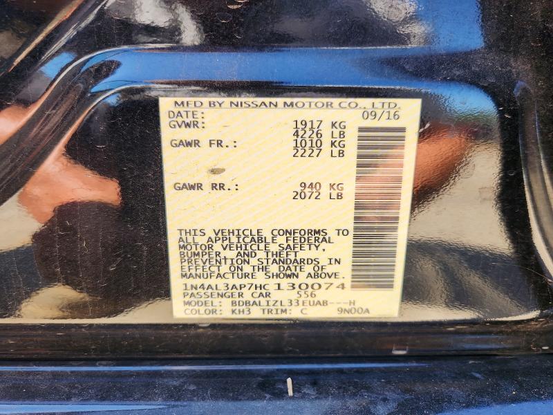 65270626 :رقم المزاد ، 1N4AL3AP7HC130074 vin ، 2017 Nissan Altima مزاد بيع