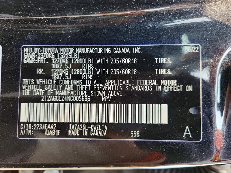 Aukcja sprzedaży 2022 Lexus Nx, vin: 2T2AGCEZ4NC005686, numer aukcji: 64075476