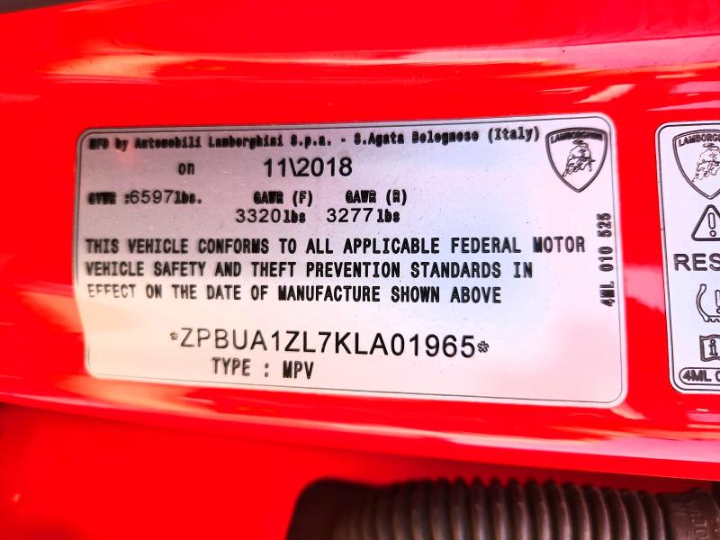 66367926 :رقم المزاد ، ZPBUA1ZL7KLA01965 vin ، 2019 Lamborghini Urus مزاد بيع