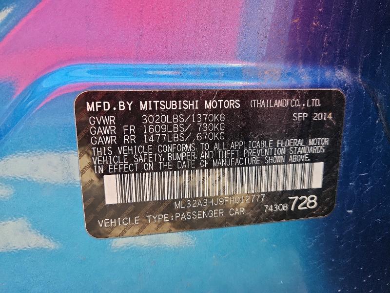 Aukcja sprzedaży 2015 Mitsubishi Mirage, vin: ML32A3HJ9FH012777, numer aukcji: 63012336