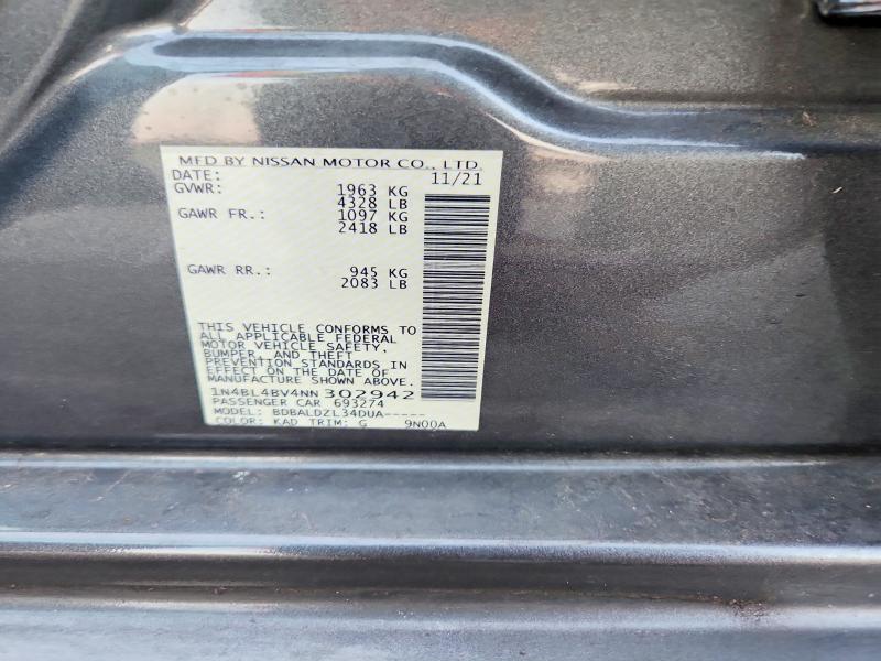 Продаж на аукціоні авто 2022 Nissan Altima, vin: 1N4BL4BV4NN302942, номер лоту: 64901386