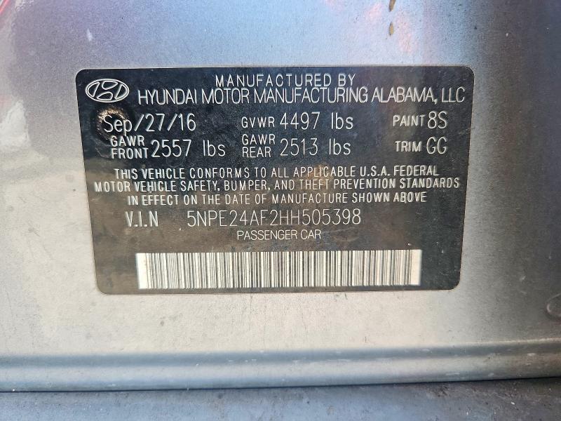 Продаж на аукціоні авто 2017 Hyundai Sonata, vin: 5NPE24AF2HH505398, номер лоту: 65351086