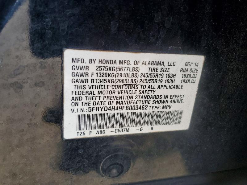 Aukcja sprzedaży 2015 Acura Mdx, vin: 5FRYD4H49FB003462, numer aukcji: 64088076