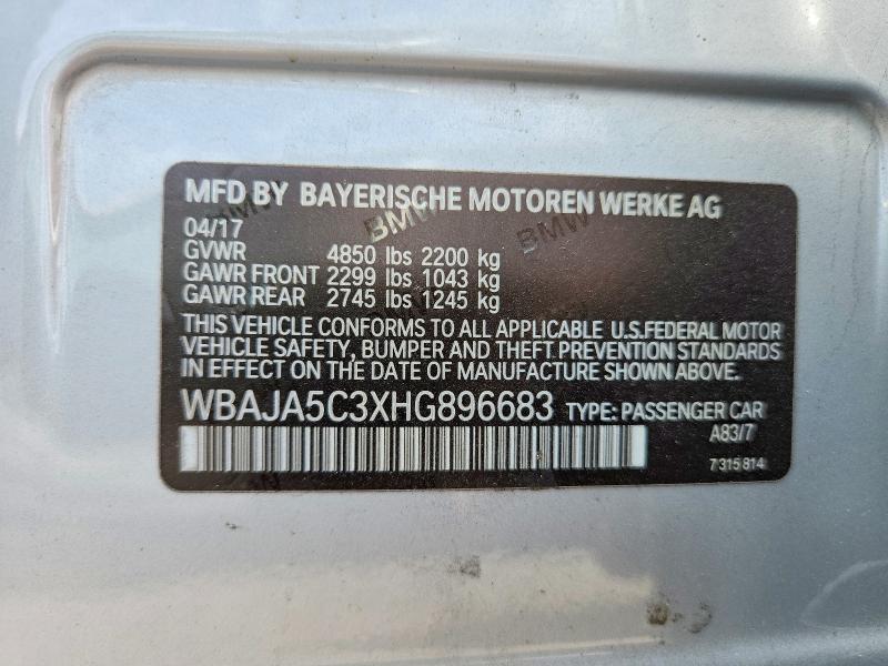 Продаж на аукціоні авто 2017 Bmw 530, vin: WBAJA5C3XHG896683, номер лоту: 64034476