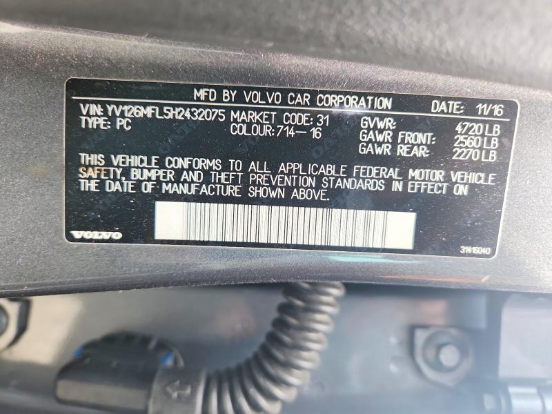 Продажа на аукционе авто 2017 Volvo S60, vin: YV126MFL5H2432075, номер лота: 63704186