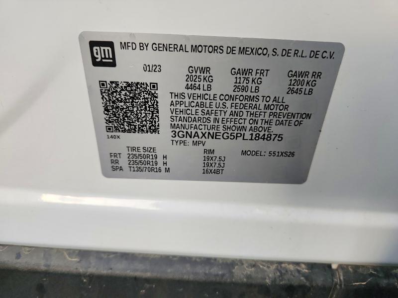 2023 Chevrolet Equinox მანქანა იყიდება აუქციონზე, vin: 3GNAXNEG5PL184875, აუქციონის ნომერი: 64962306