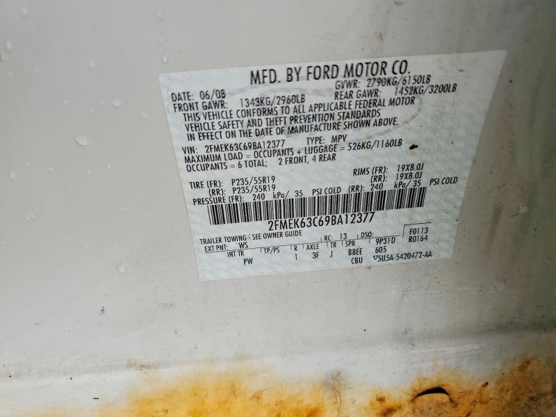 2009 Ford Flex მანქანა იყიდება აუქციონზე, vin: 2FMEK63C69BA12377, აუქციონის ნომერი: 62463326