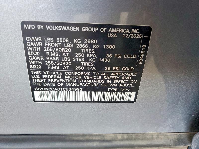 Продаж на аукціоні авто 2026 Volkswagen Atlas, vin: 1V2HN2CA0TC534993, номер лоту: 65404406