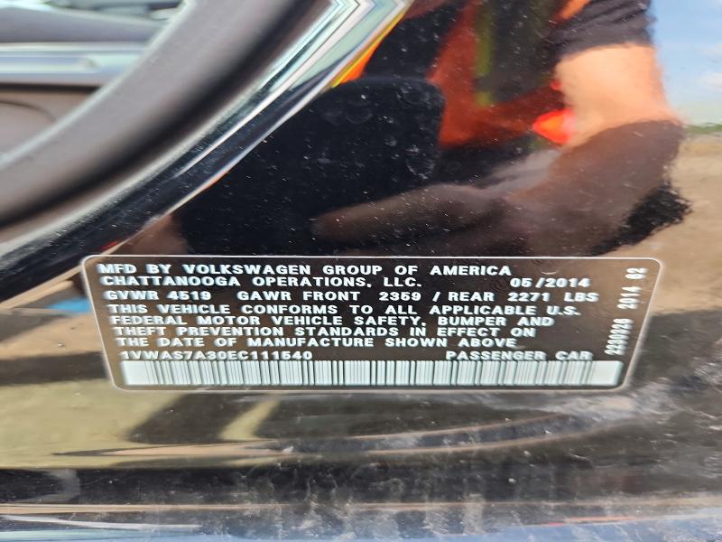 66077926 :رقم المزاد ، 1VWAS7A30EC111540 vin ، 2014 Volkswagen Passat مزاد بيع