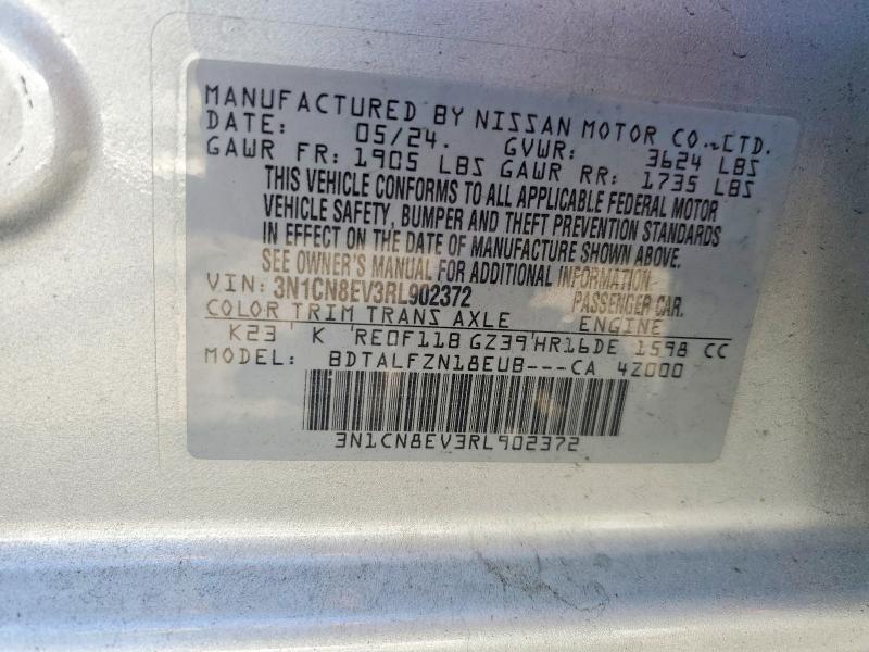 2024 Nissan Versa მანქანა იყიდება აუქციონზე, vin: 3N1CN8EV3RL902372, აუქციონის ნომერი: 64293476