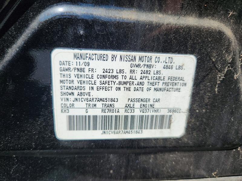 64787916 :رقم المزاد ، JN1CV6AR7AM451843 vin ، 2010 Infiniti G37 Sedan مزاد بيع