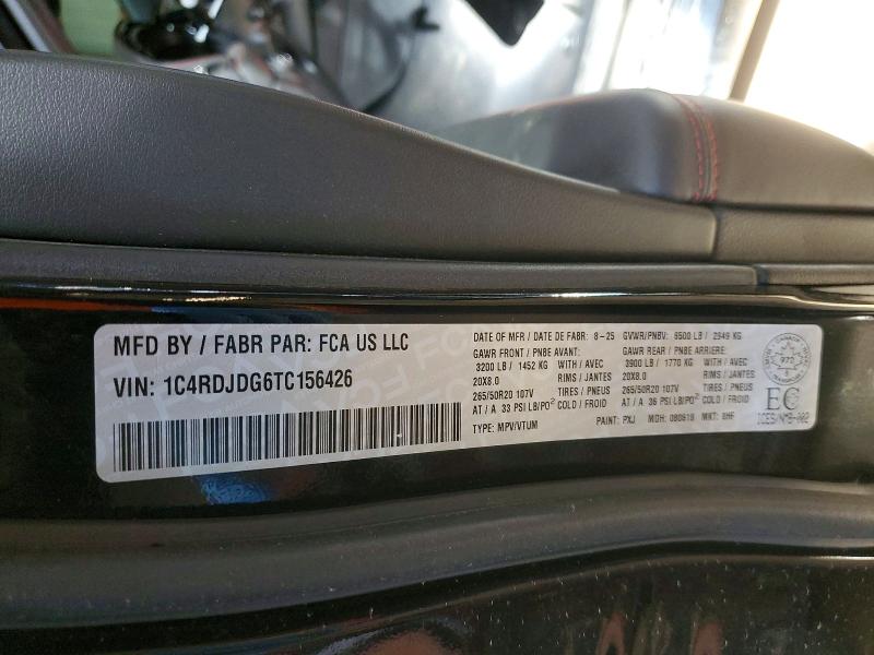 Aukcja sprzedaży 2026 Dodge Durango, vin: 1C4RDJDG6TC156426, numer aukcji: 66630856
